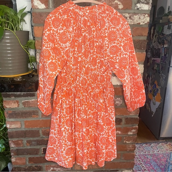 J.CREW RUFFLE Collar Orange Mini Dress, cotton poplin floral boutique. Small - Picture 5 of 10